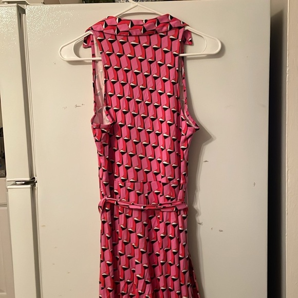 Diane Von Furstenberg Small Pink Geometric Pants Jumpsuit Pockets Belt - Picture 9 of 9